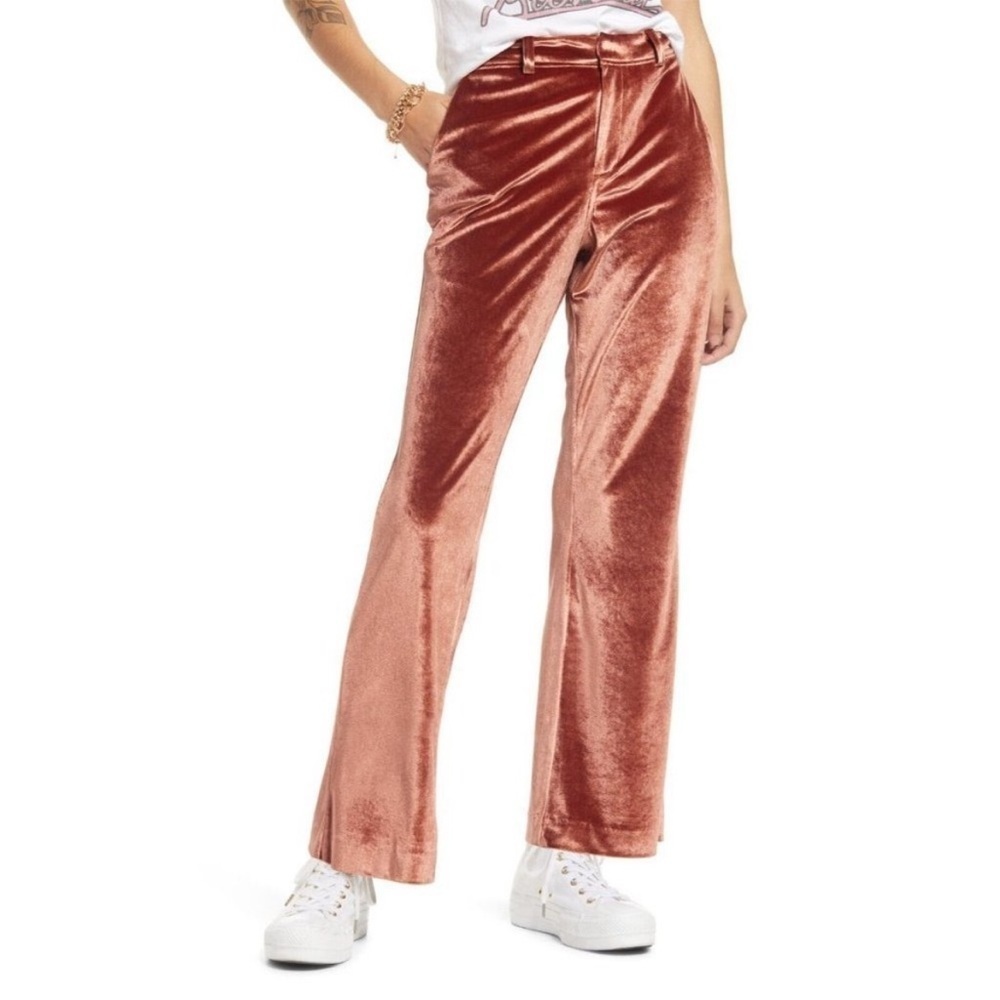 BP Copper Velvet High Rise Wide Leg Pants Size 2X Stretch Pockets Velour Soft
